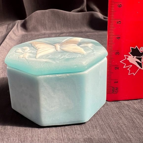 Vintage Robert Nemith Butterfly Flowers Soapstone Trinket Box - Picture 11 of 12